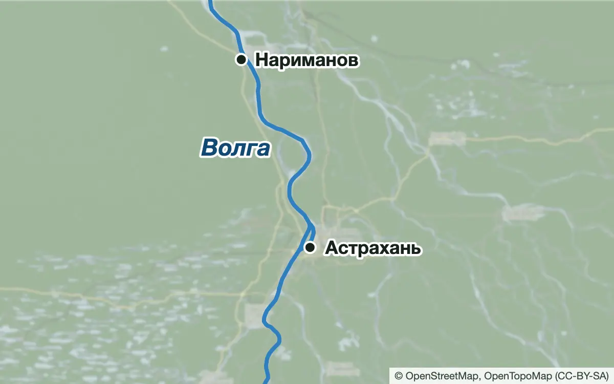 Схема: Рыбалка в Астрахани и рядом с городом — водоёмы и населённые пункты
