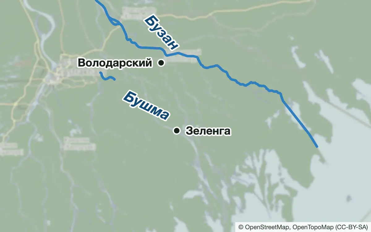 Схема: Рыбалка в восточной дельте Волги: Володарский район — водоёмы и населённые пункты