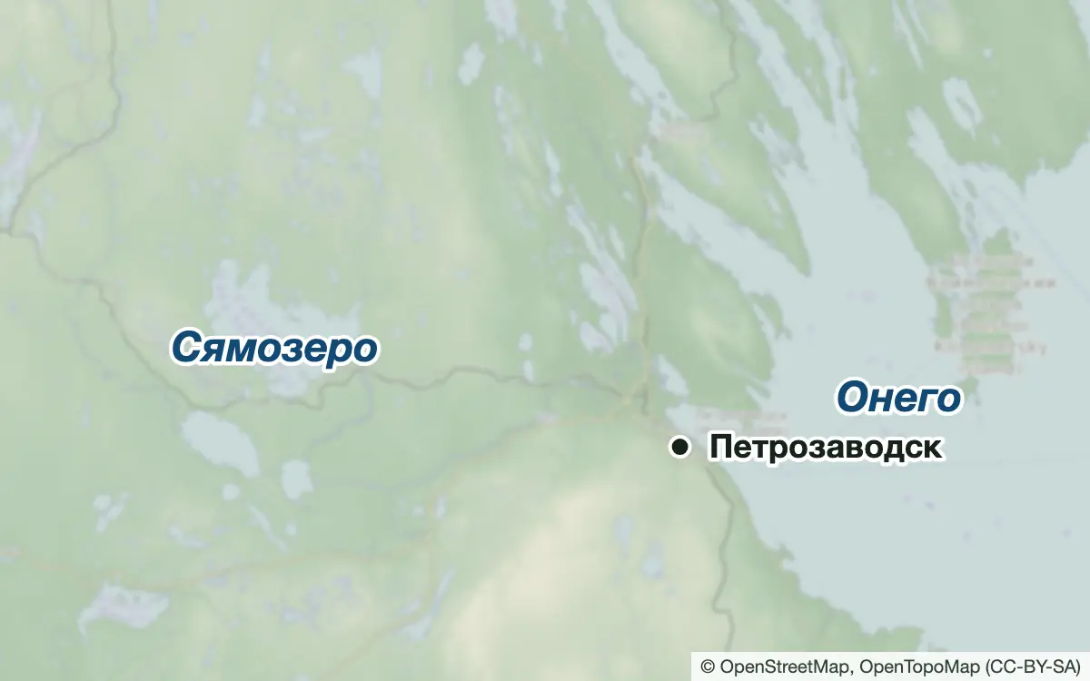 Схема: Рыбалка на Сямозере и рядом с Петрозаводском — водоёмы и населённые пункты