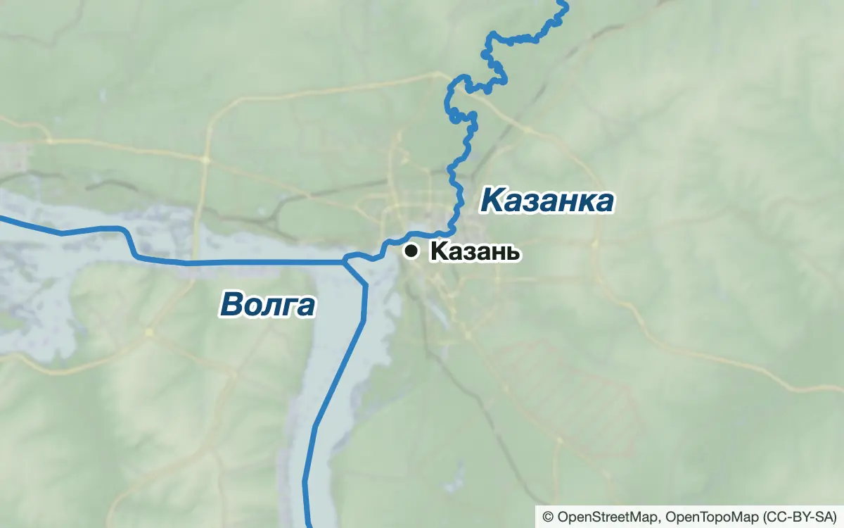 Схема: Рыбалка в Казани — водоёмы и населённые пункты