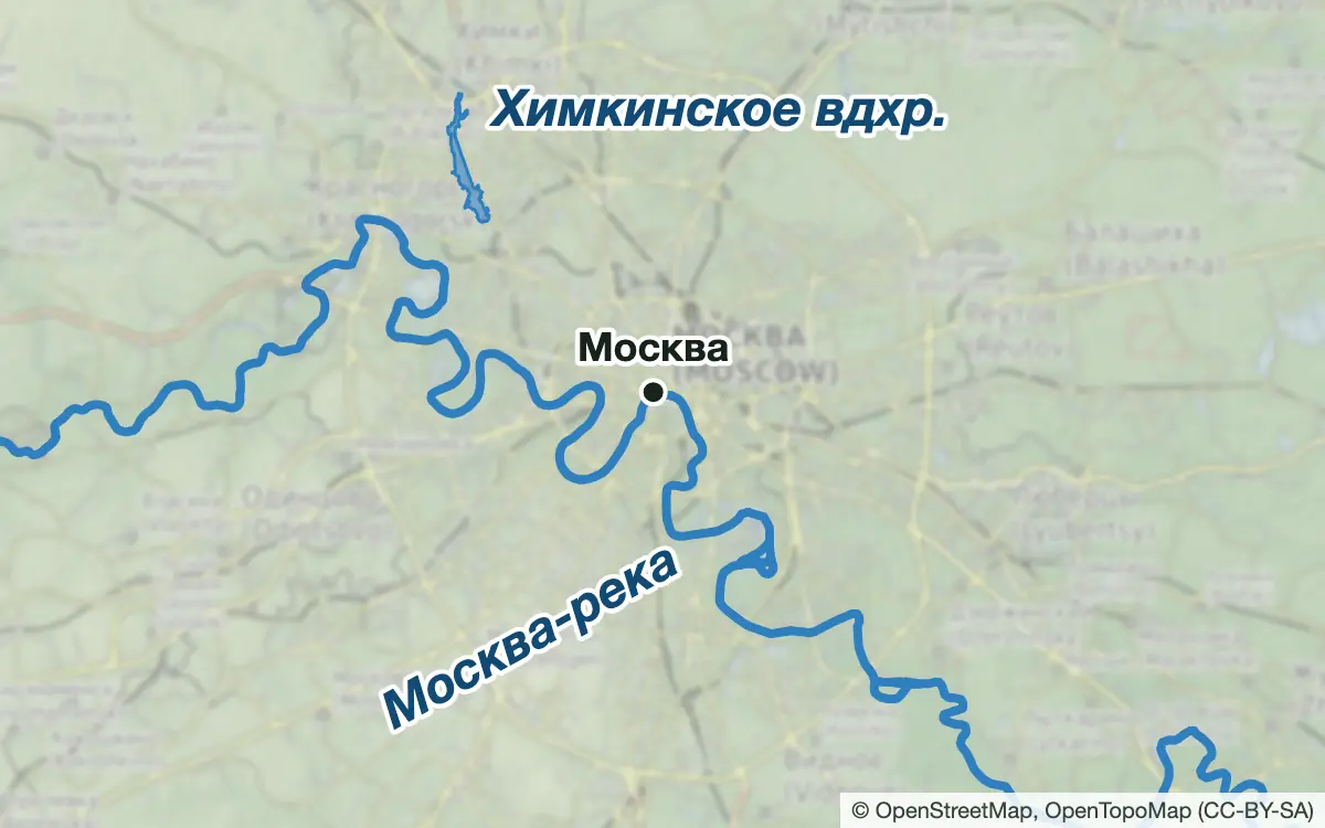 Схема: Рыбалка в Москве в пределах МКАД — водоёмы и населённые пункты