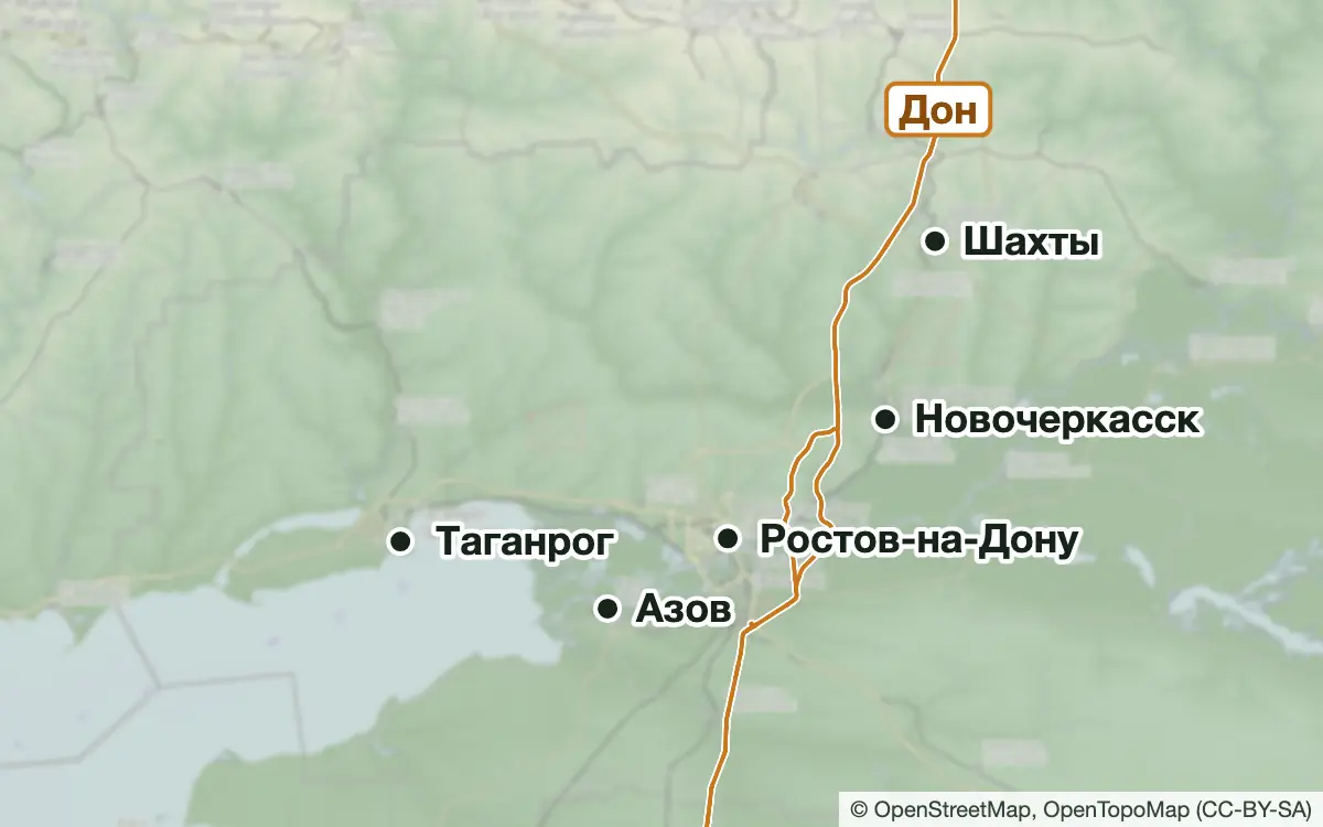 Схема: Платная рыбалка в Ростове-на-Дону и Ростовской области — водоёмы и населённые пункты