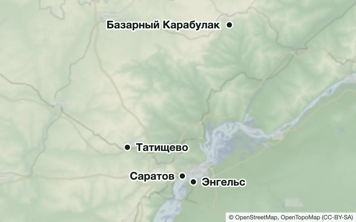 Схема: Платная рыбалка в Саратове и Саратовской области — водоёмы и населённые пункты