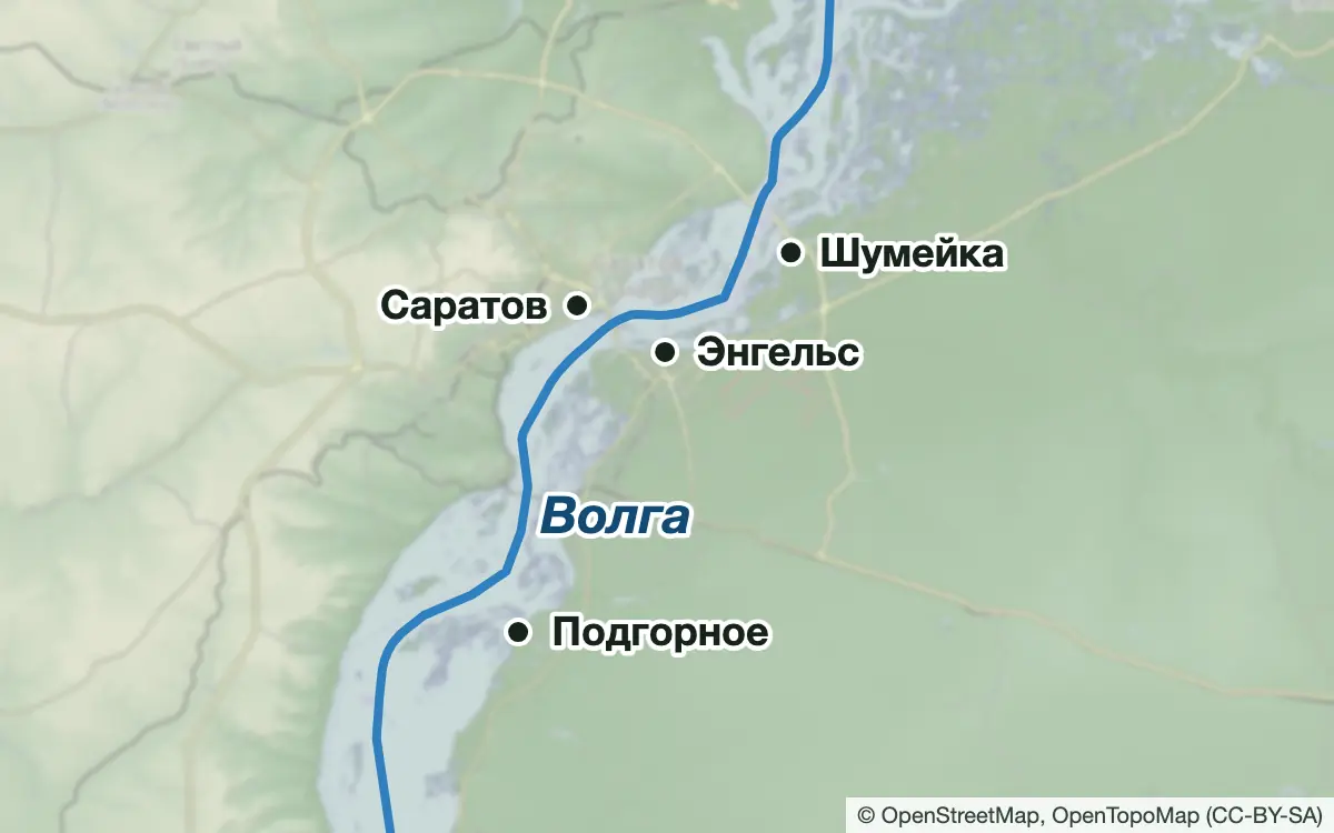Схема: Рыбалка в Саратове и Энгельсе — водоёмы и населённые пункты