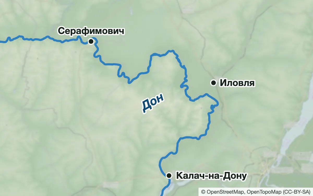 Схема: Рыбалка на Дону и Иловле в Волгоградской области — водоёмы и населённые пункты