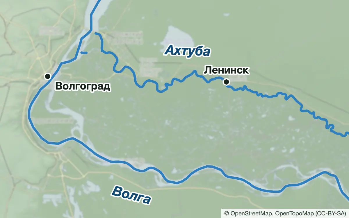 Схема: Рыбалка в Волго-Ахтубинской пойме: ерики и озёра — водоёмы и населённые пункты