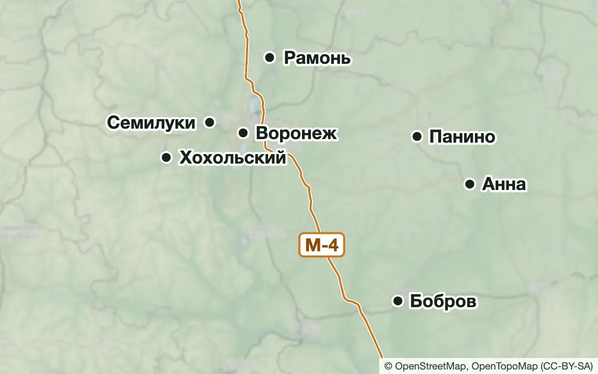 Схема: Платная рыбалка в Воронеже и Воронежской области — водоёмы и населённые пункты